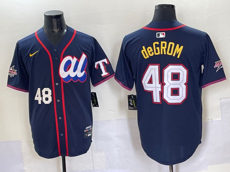 Men 2025 Texas Rangers #48 DeGrom Drak blue Nike MLB All Star jersey style 5